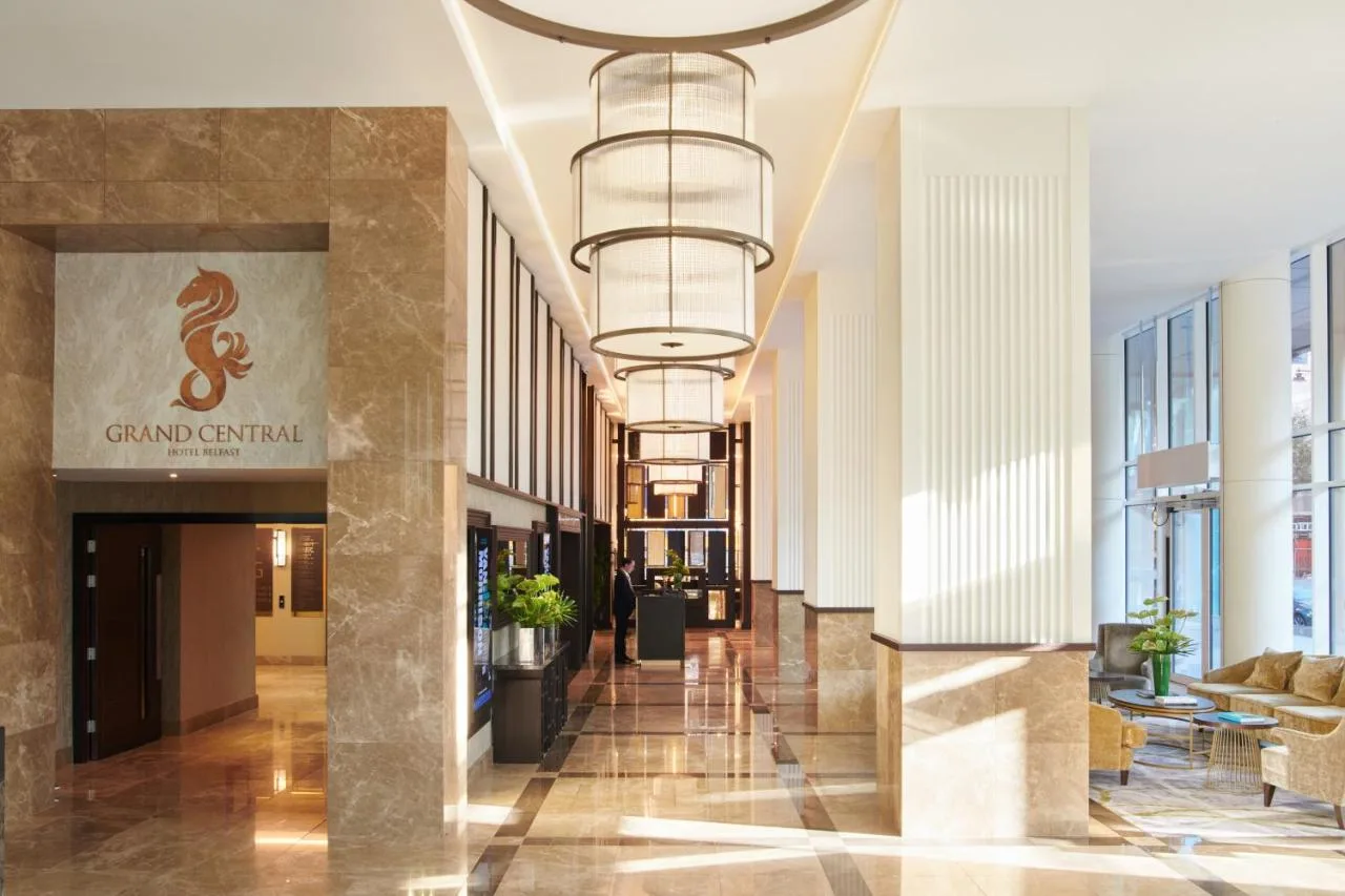 a rendering of a lobby of a building at Grand Central Hotel Belfast in Belfast